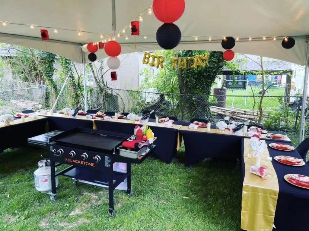 Recommended hibachi table and seating arrangement for at-home service